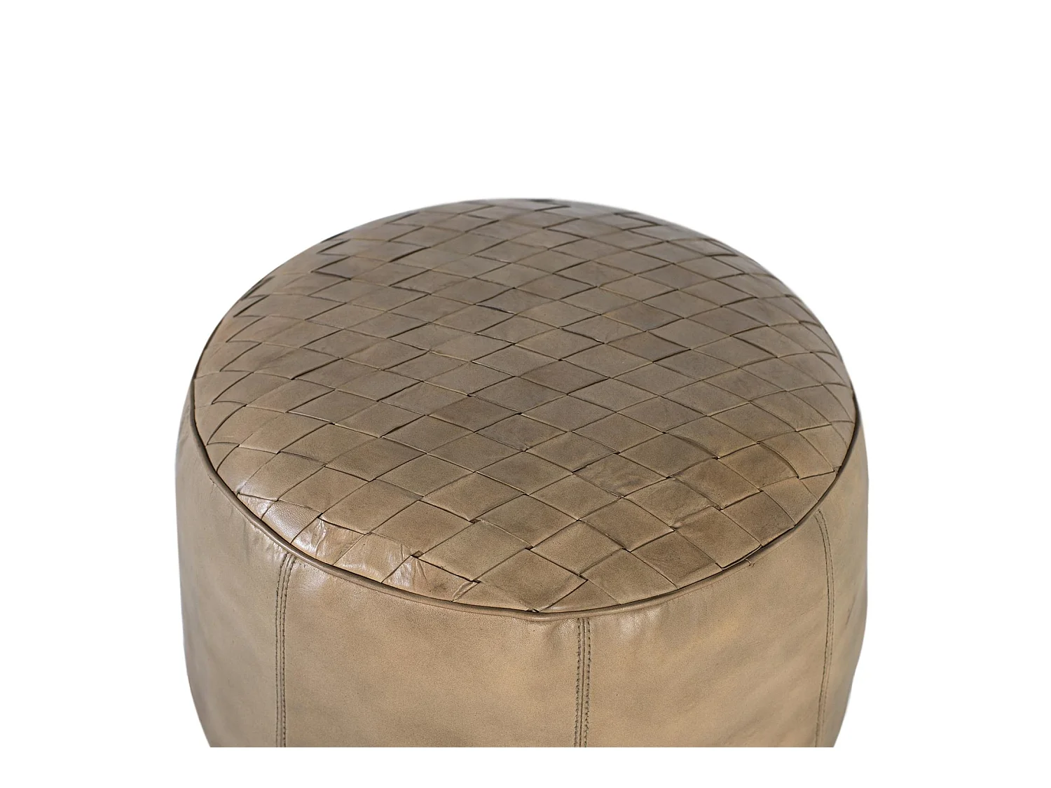 Pouf en cuir 51 cm style industriel vintage - 36 x 51 x 51