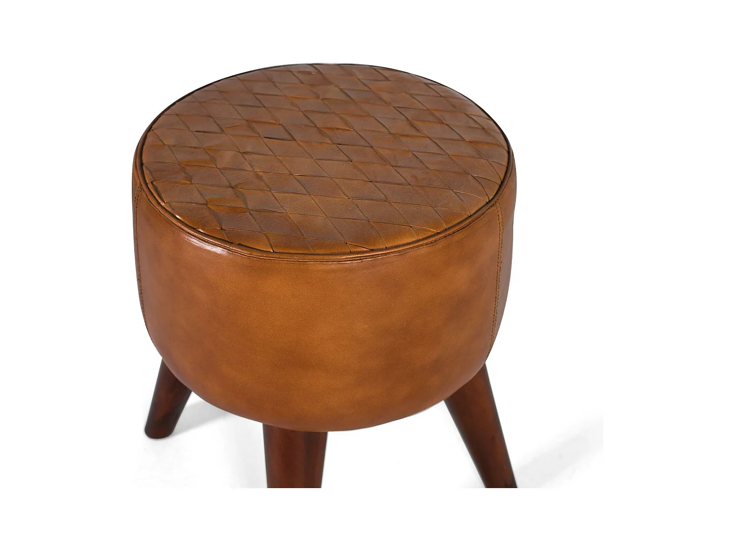 Ronde kruk bekleed met koeienhuid