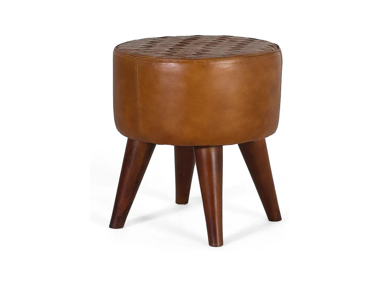 Tabouret rond recouvert de cuir bovin