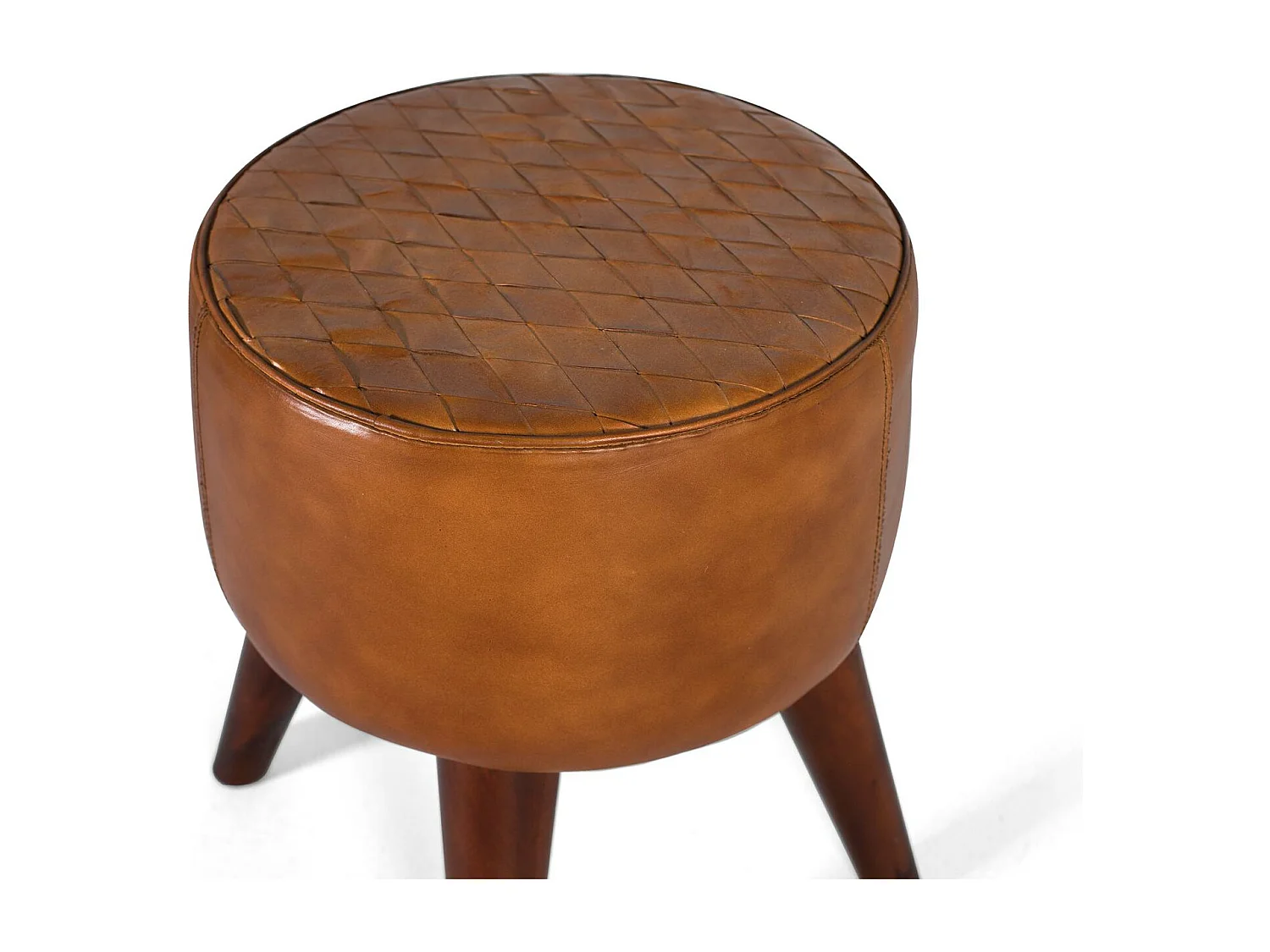 Rechthoekige kruk van runderleer