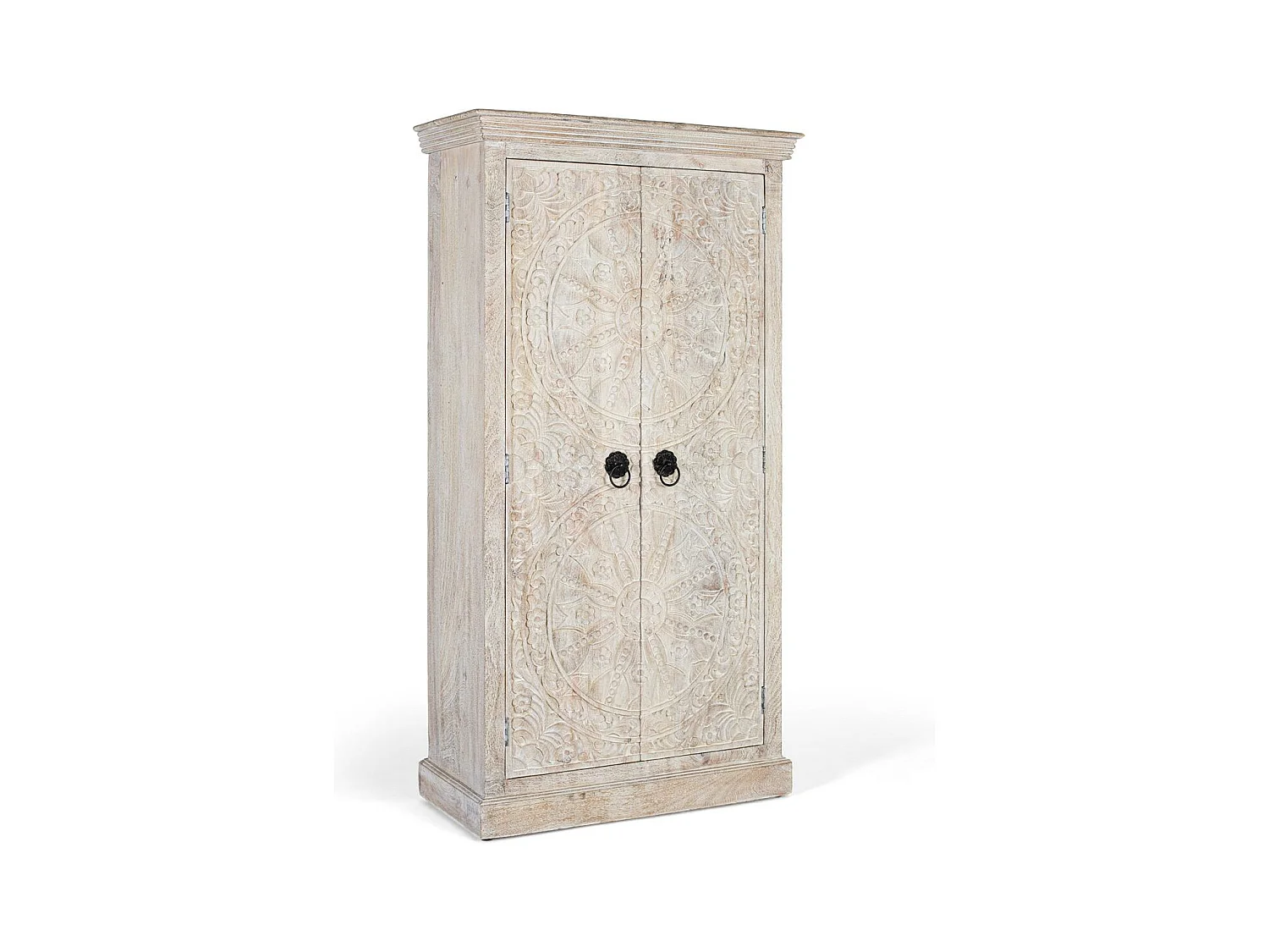 Szafa z drewna mango z drzwiami rzeźbionymi w stylu etnicznym