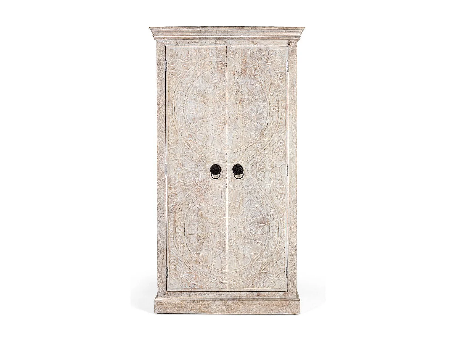 Armoire en bois de manguier avec portes sculptées de style ethnique