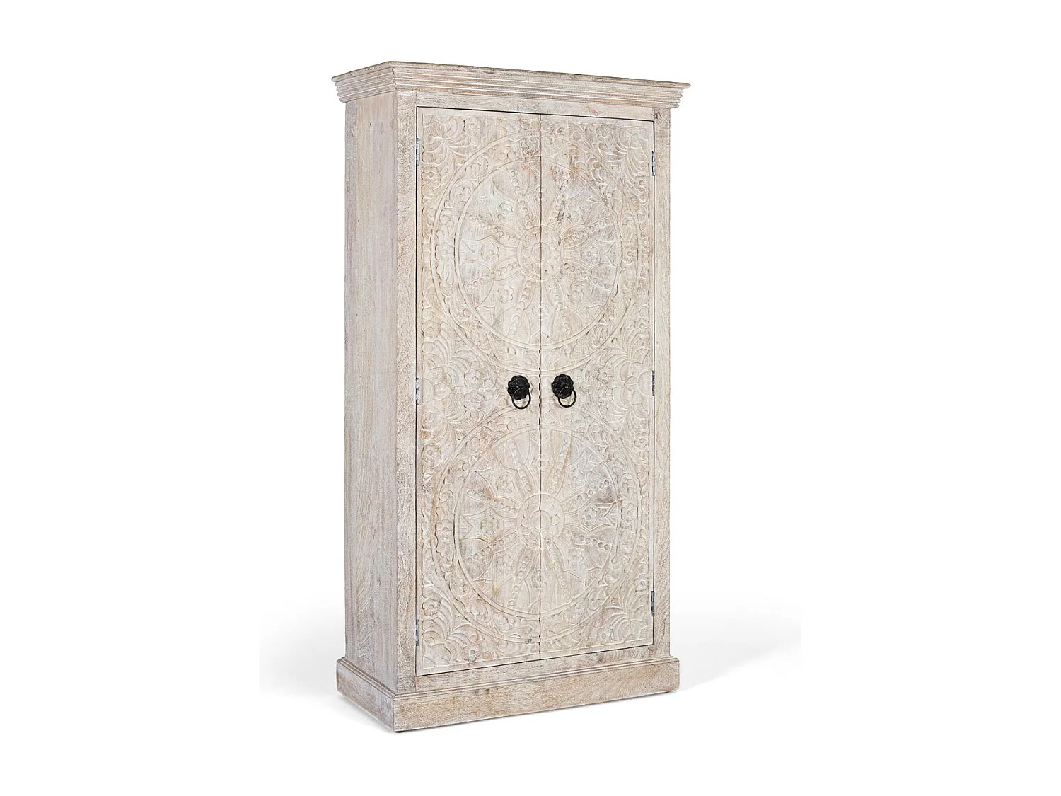 Armoire en bois de manguier avec portes sculptées de style ethnique