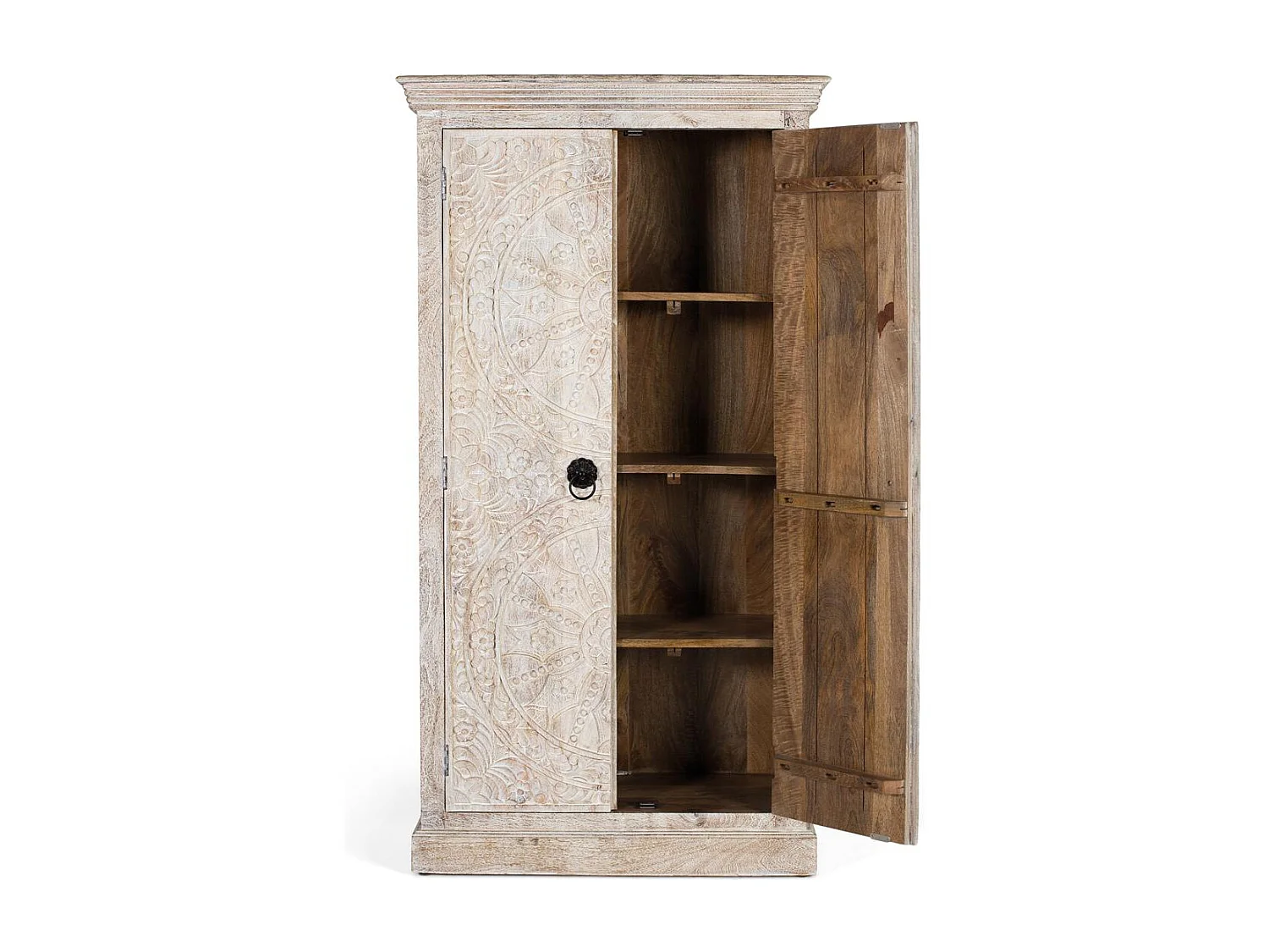 Armoire en bois de manguier avec portes sculptées de style ethnique