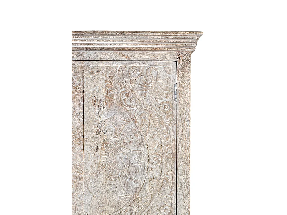 Armoire en bois de manguier avec portes sculptées de style ethnique