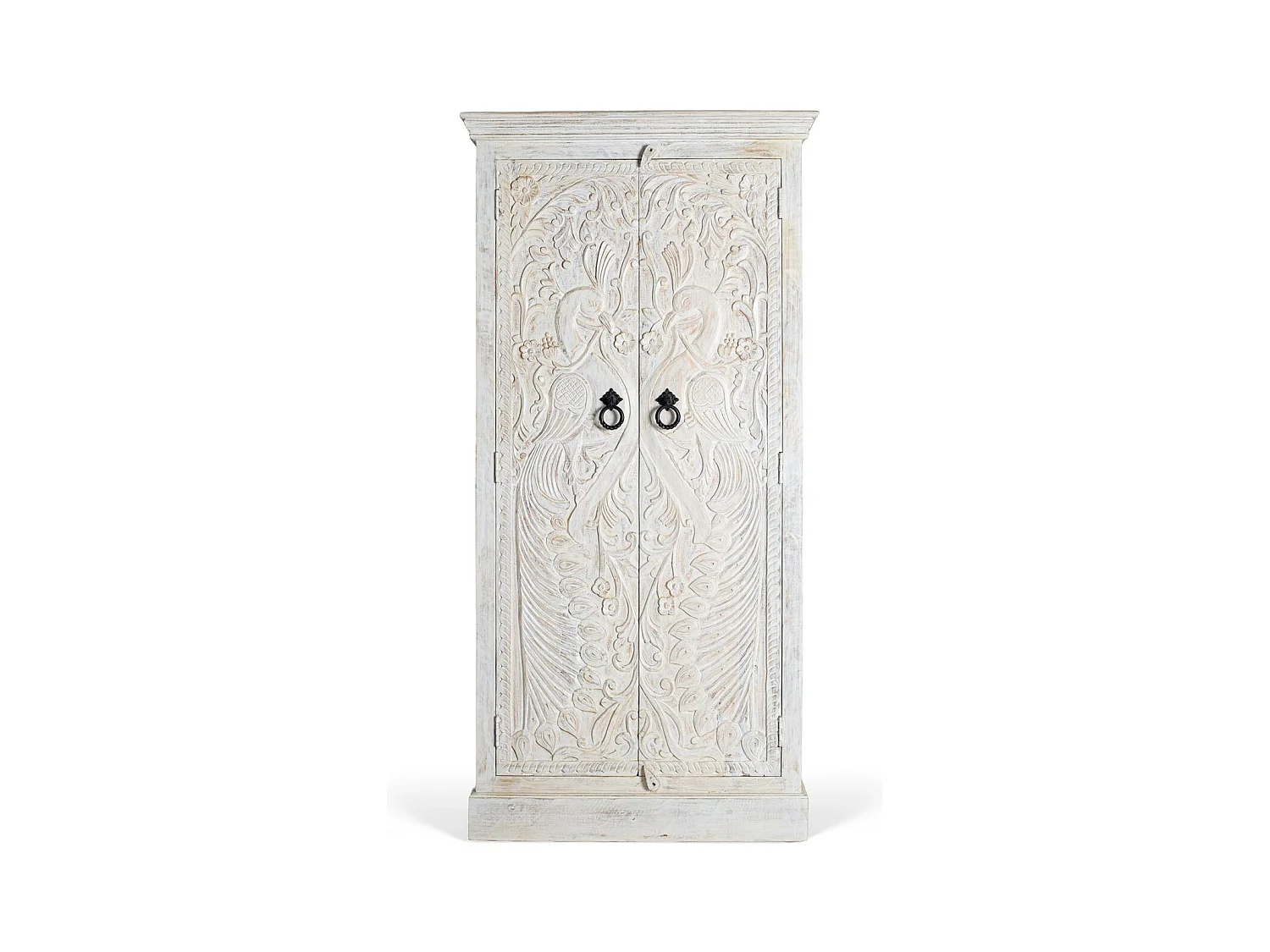 Armoire en bois de manguier avec portes sculptées de style ethnique