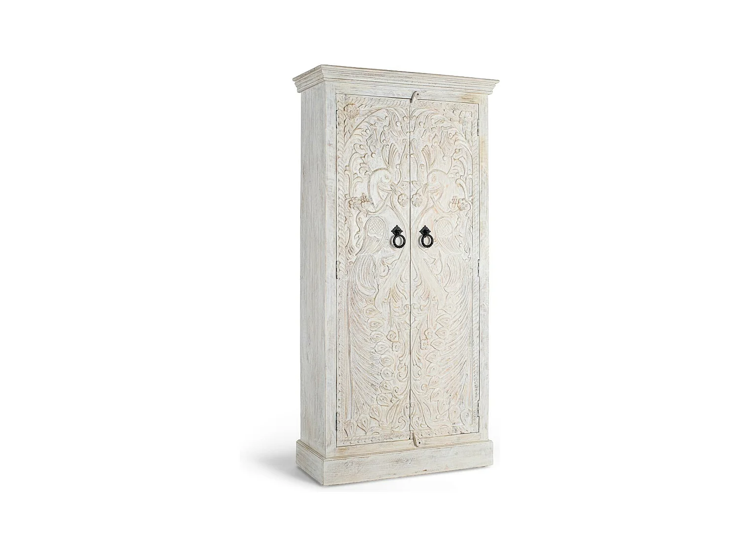 Armoire en bois de manguier avec portes sculptées de style ethnique