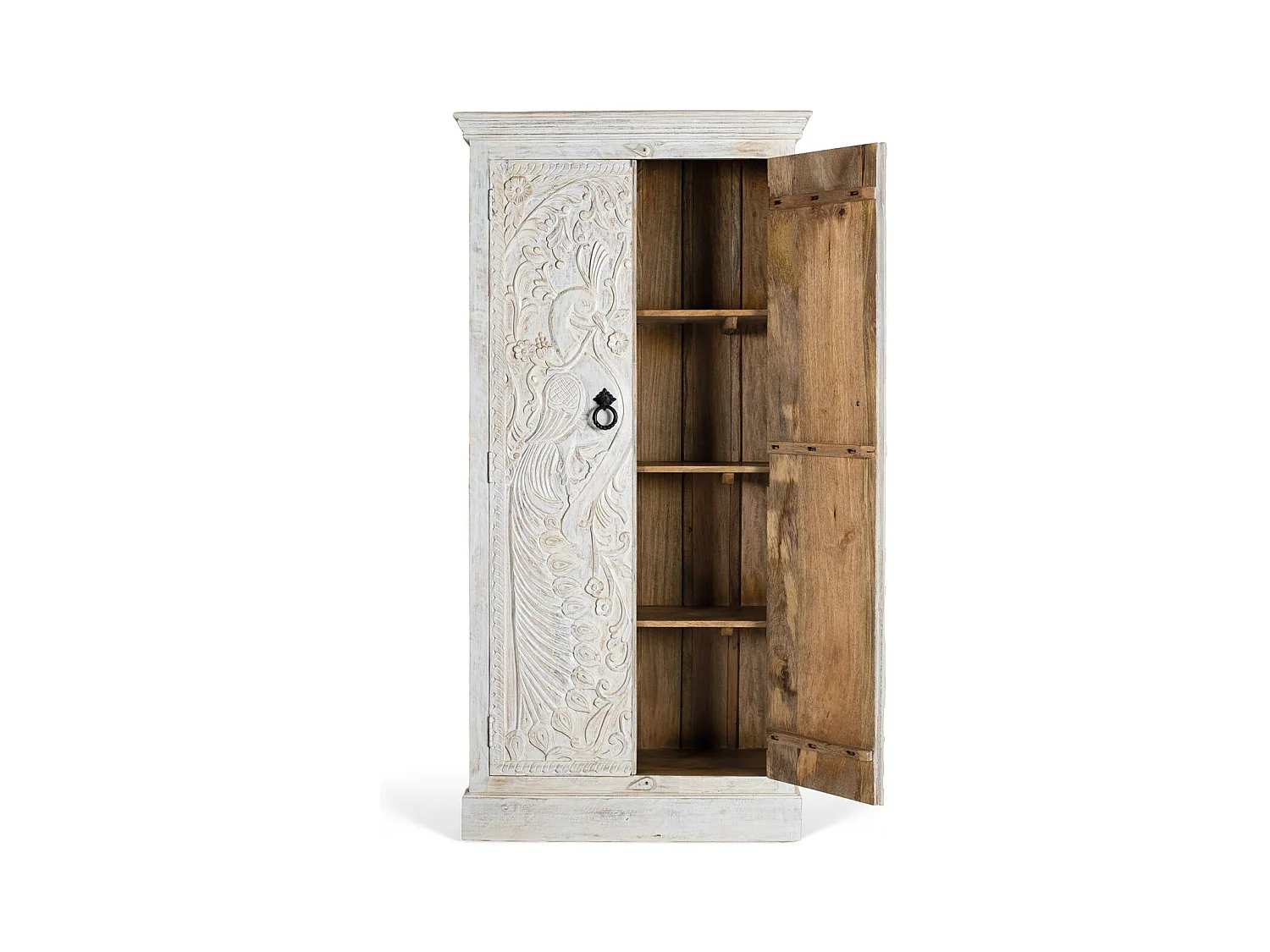 Armoire en bois de manguier avec portes sculptées de style ethnique