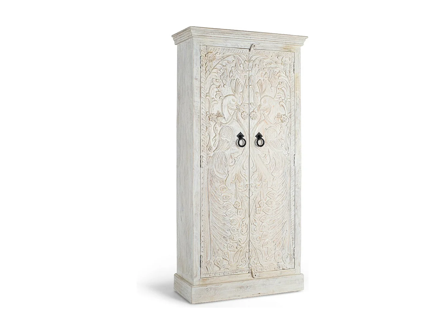 Armoire en bois de manguier avec portes sculptées de style ethnique