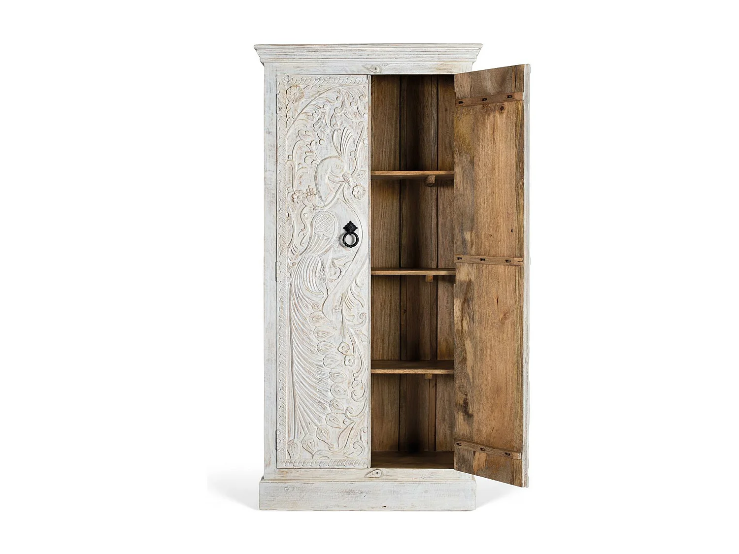 Armoire en bois de manguier avec portes sculptées de style ethnique