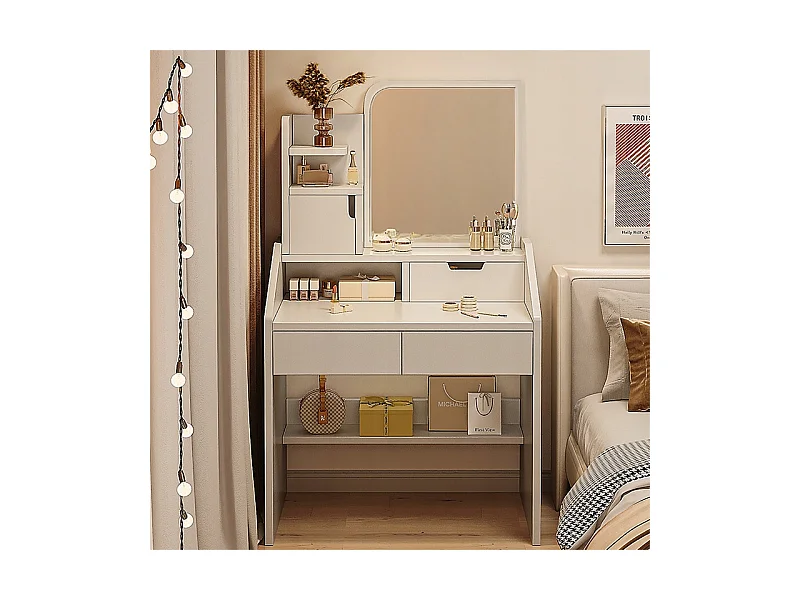 Coiffeuse, avec miroir, blanc, scandinave