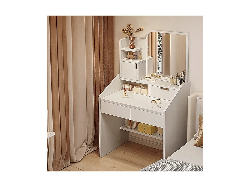 Coiffeuse, avec miroir, blanc, scandinave