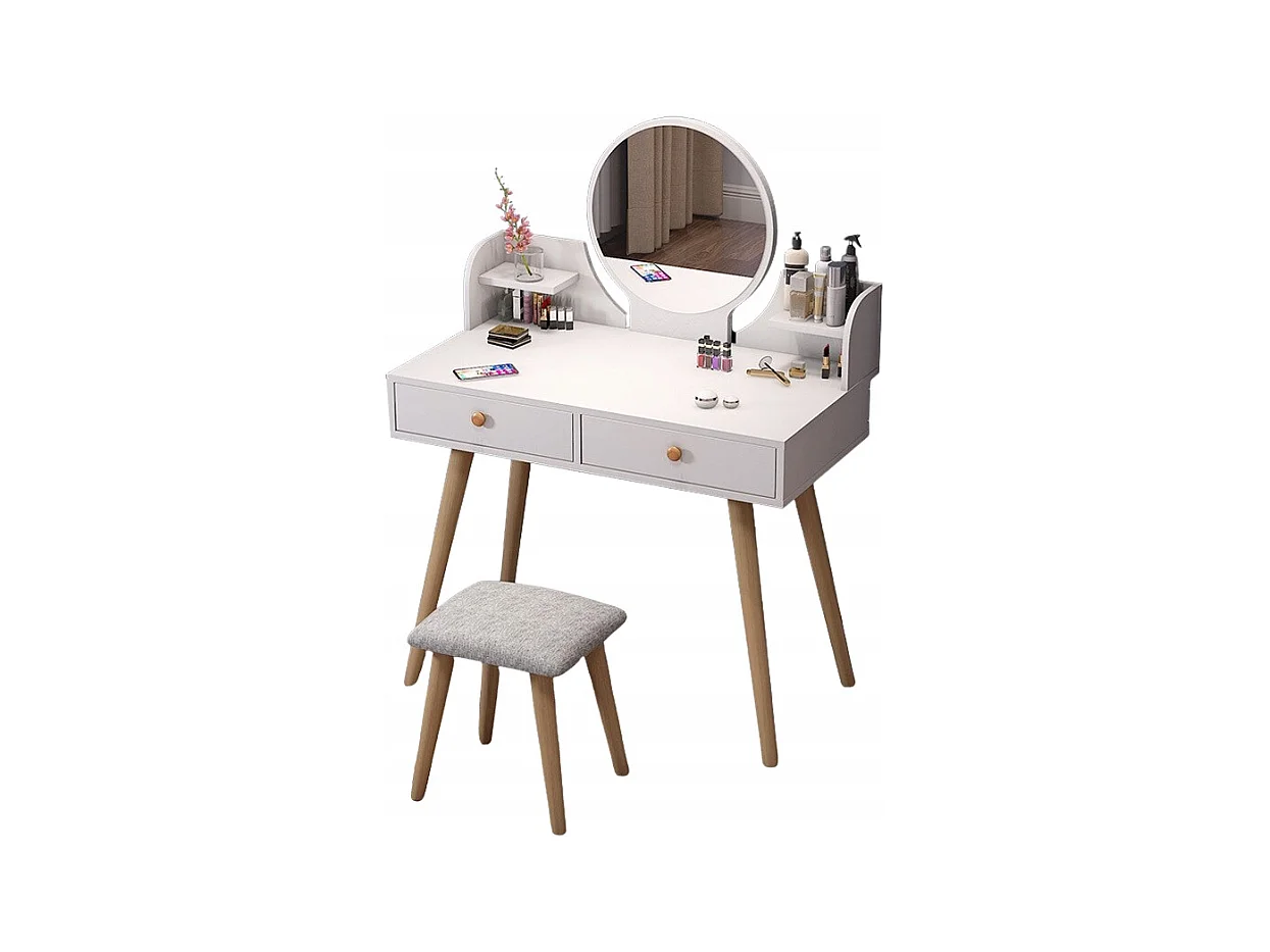 Coiffeuse, avec miroir, blanc, scandinave