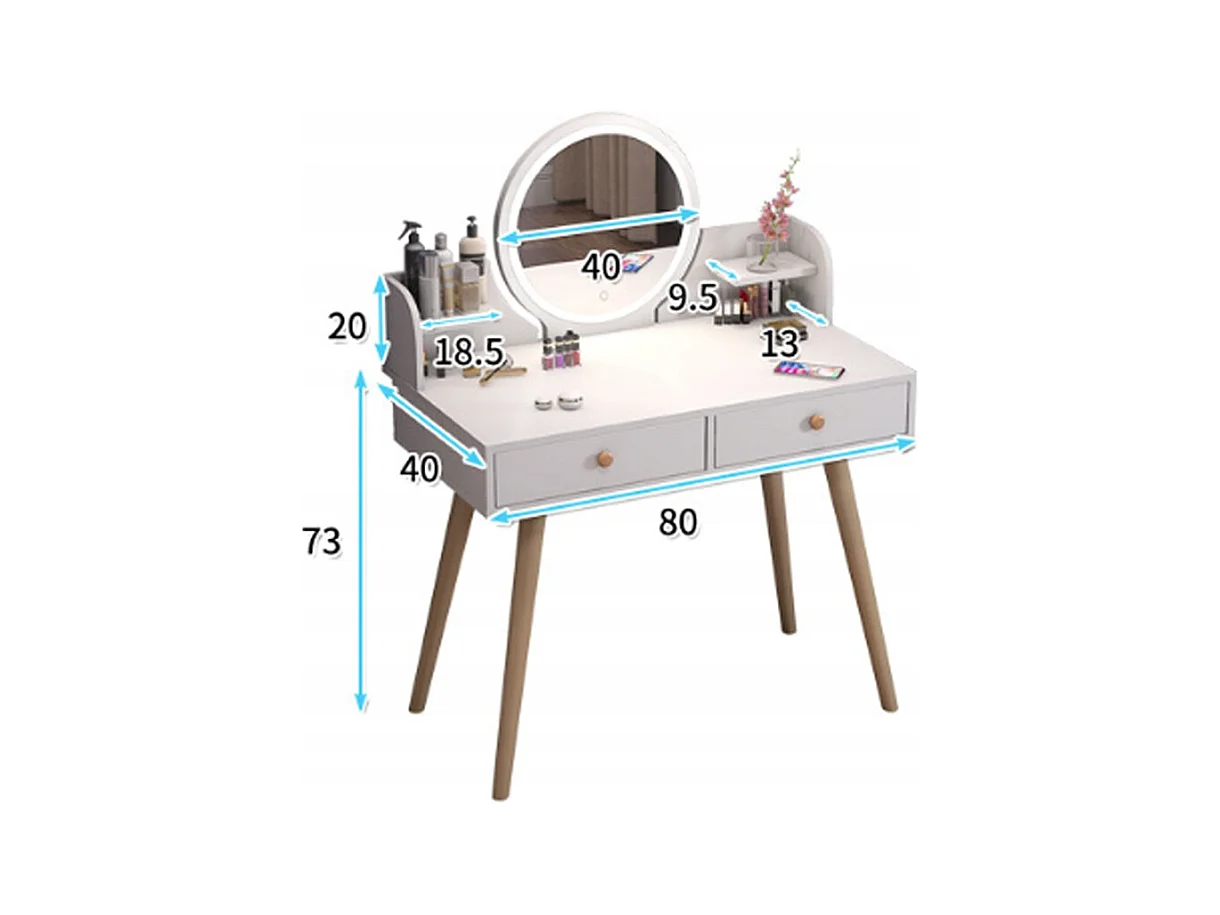 Coiffeuse, avec miroir, blanc, scandinave