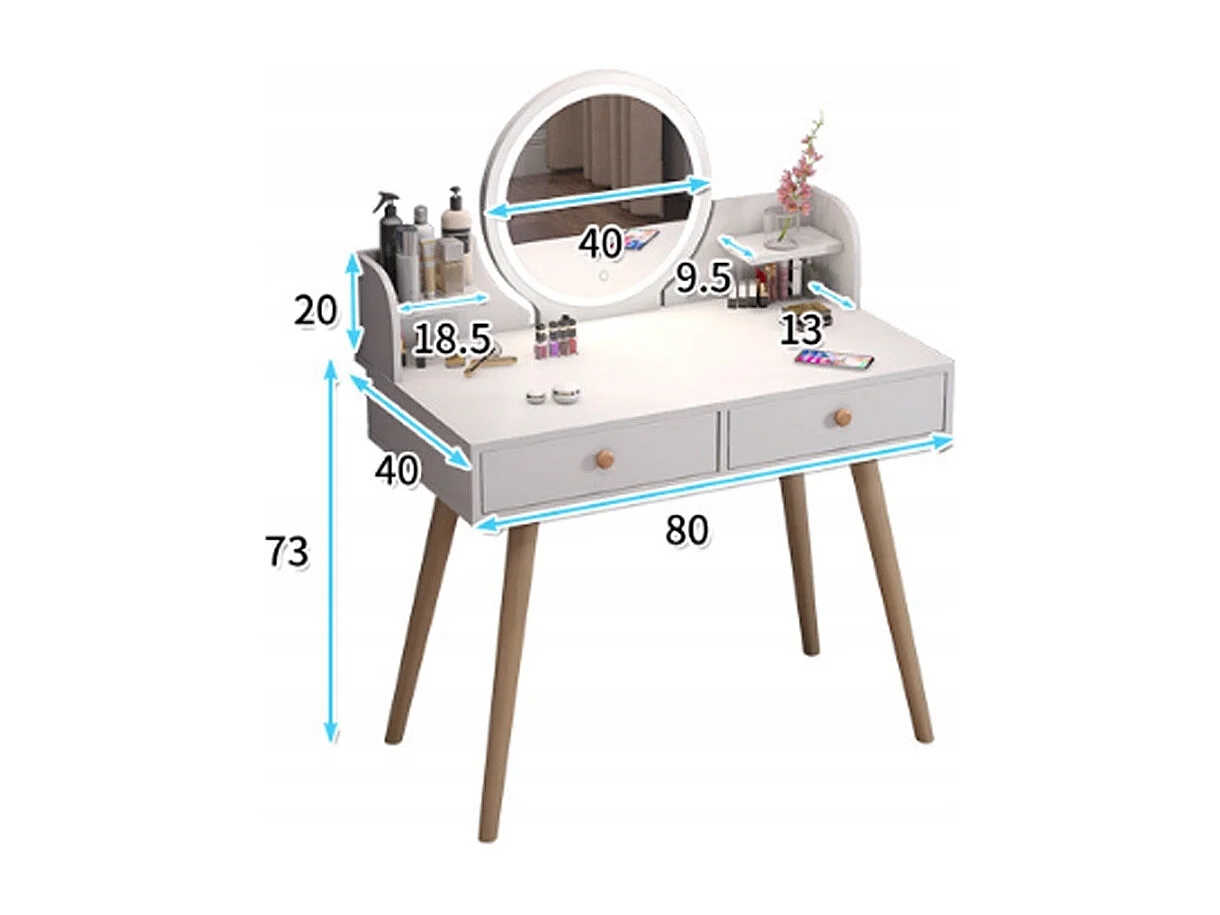 Coiffeuse, avec miroir, blanc, scandinave