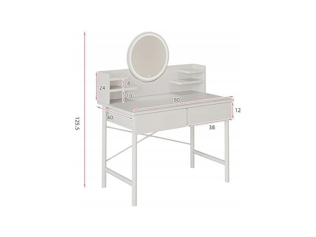 Coiffeuse, avec miroir, blanc, scandinave