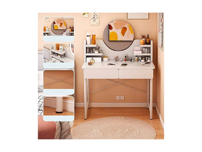 Coiffeuse, avec miroir, blanc, scandinave