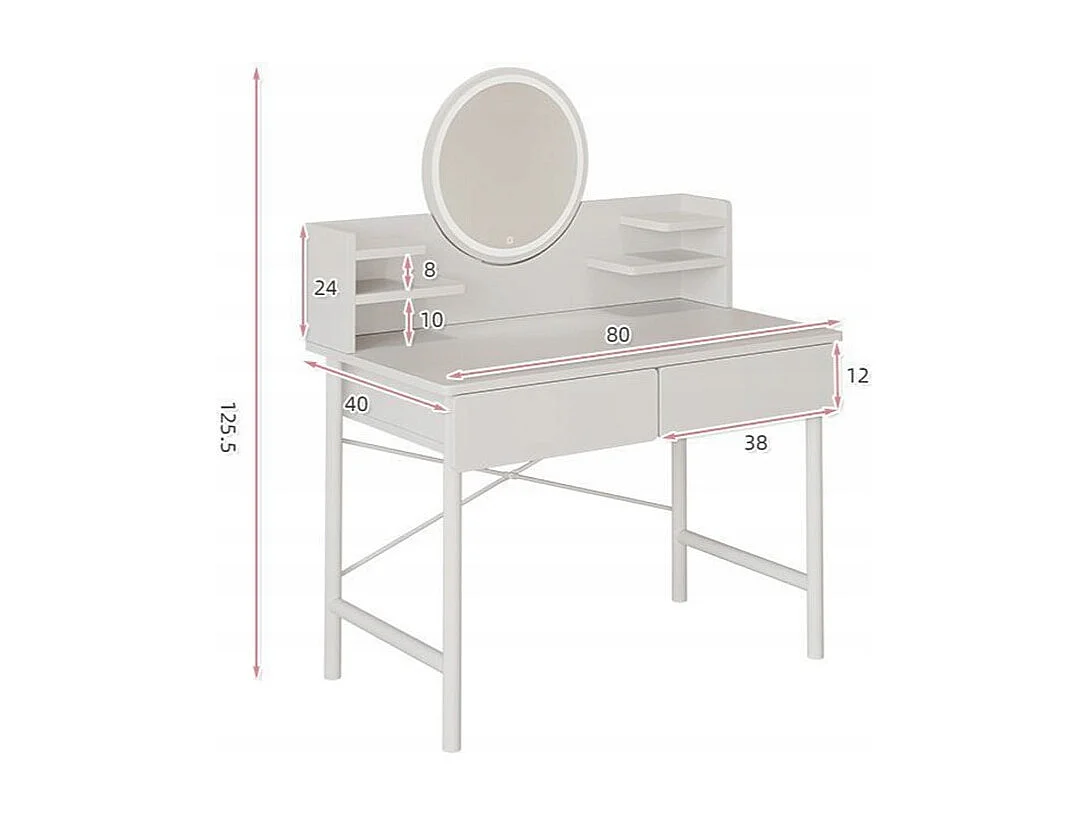 Coiffeuse, avec miroir, blanc, scandinave