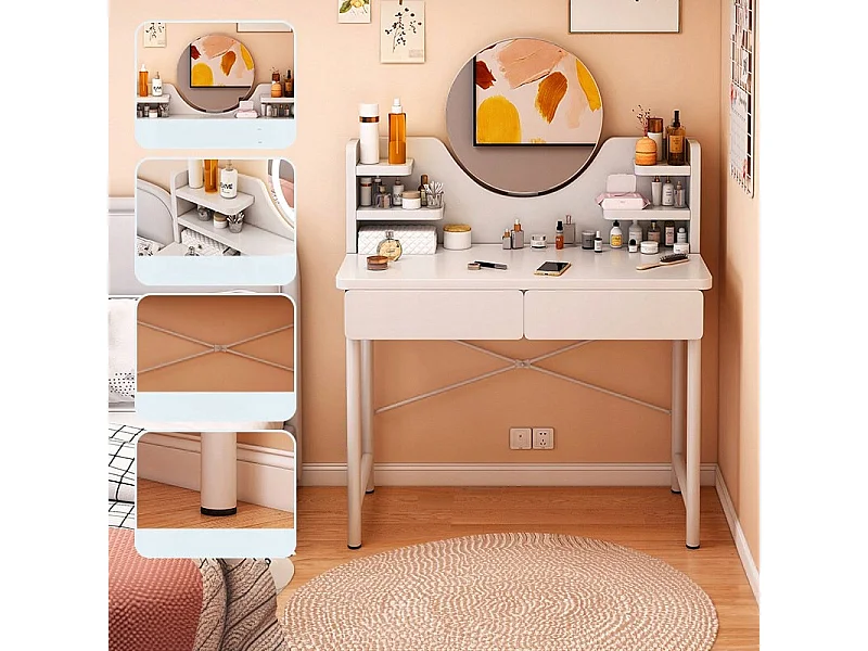 Coiffeuse, avec miroir, blanc, scandinave