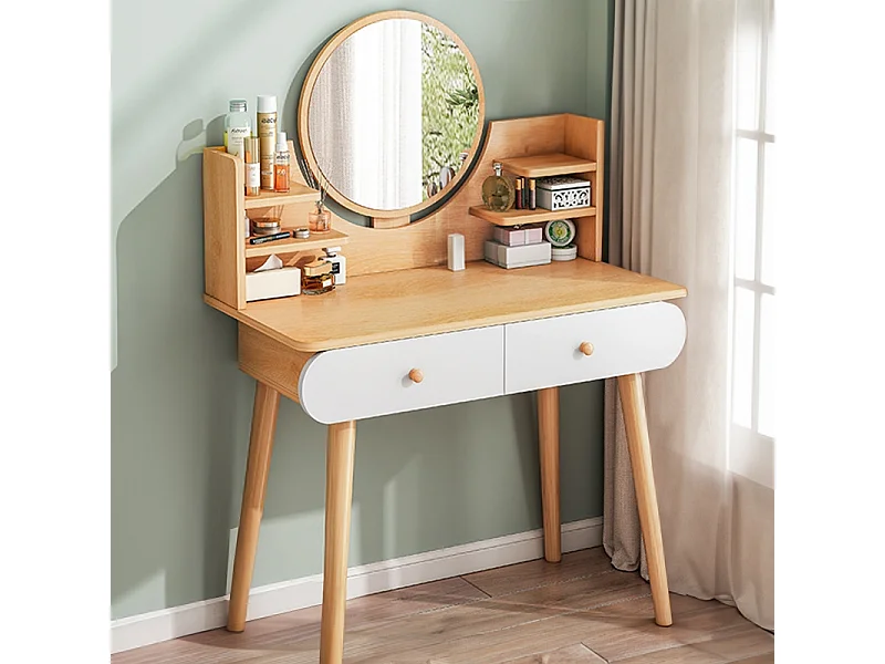 Tocador con espejo, grande, de madera, abuhardillado