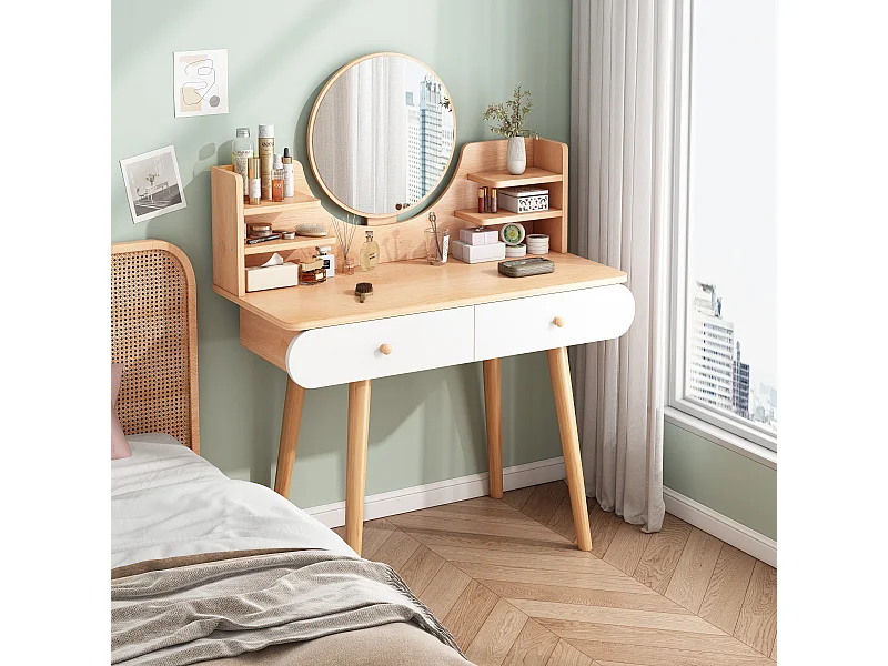 Coiffeuse avec miroir grand, bois, loft