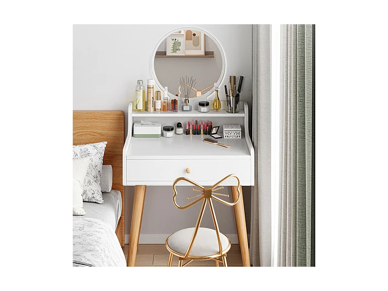 Coiffeuse, avec miroir, blanc, scandinave