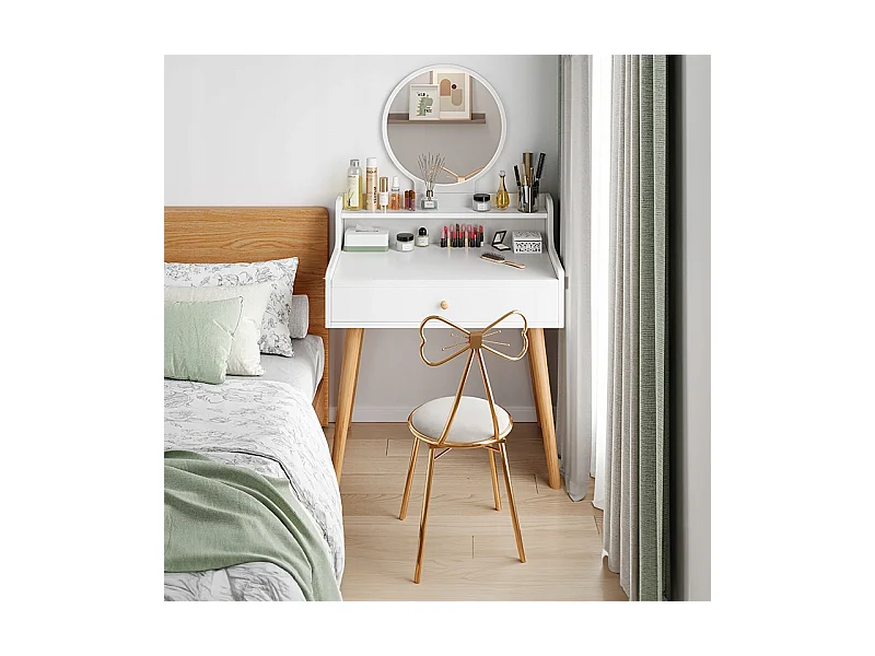 Coiffeuse, avec miroir, blanc, scandinave