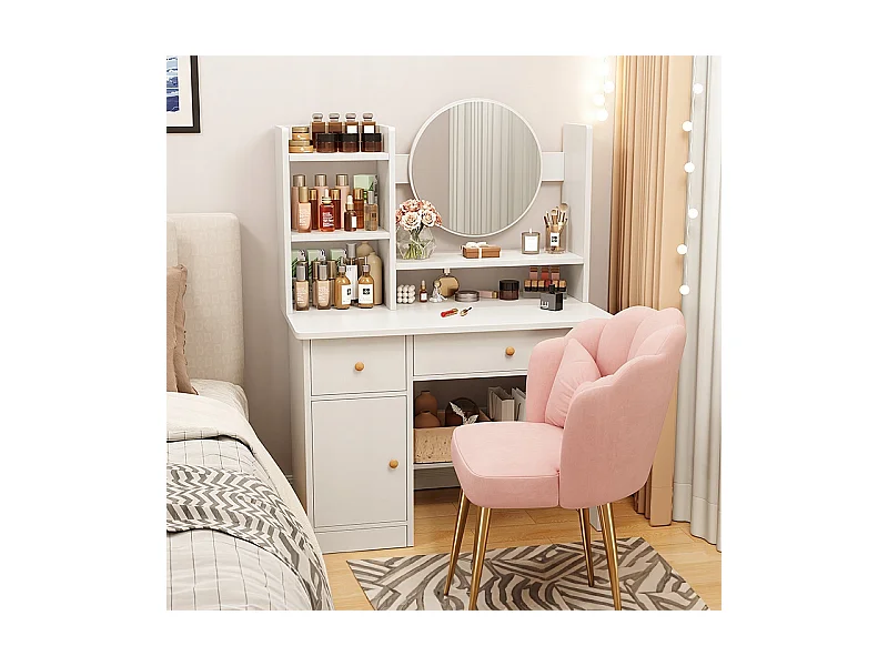 Coiffeuse, avec miroir et tiroirs, blanc, style scandinave