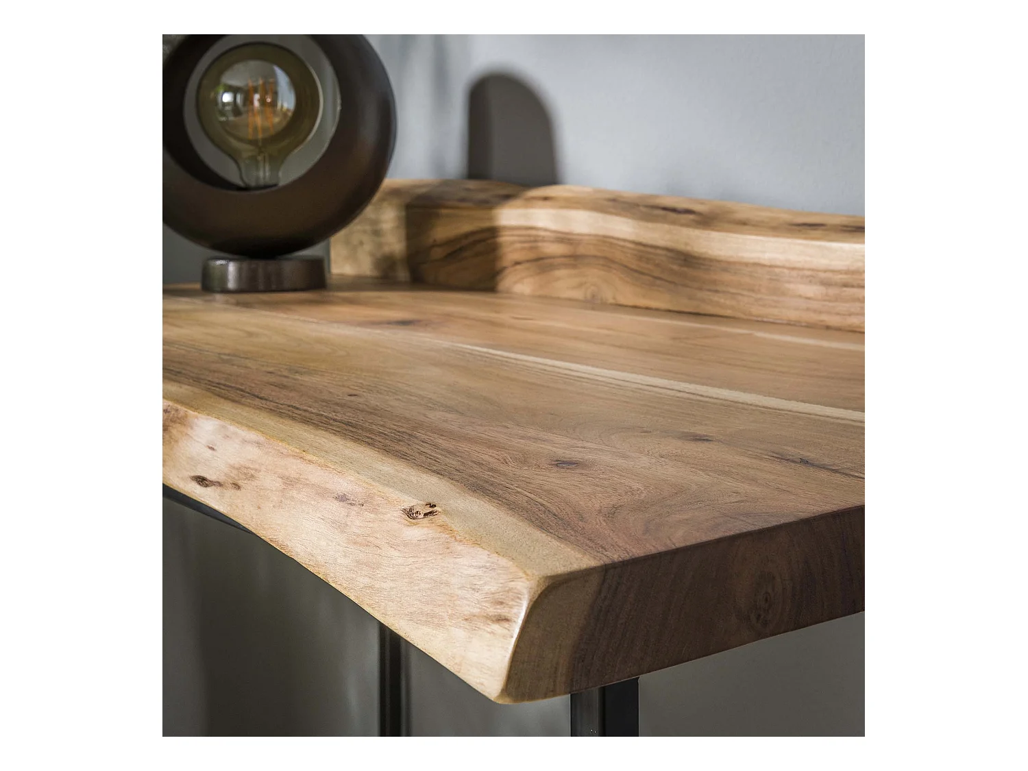 Bureau Live Edge - 110x60x76 - Bois - Piètement métal - Marron