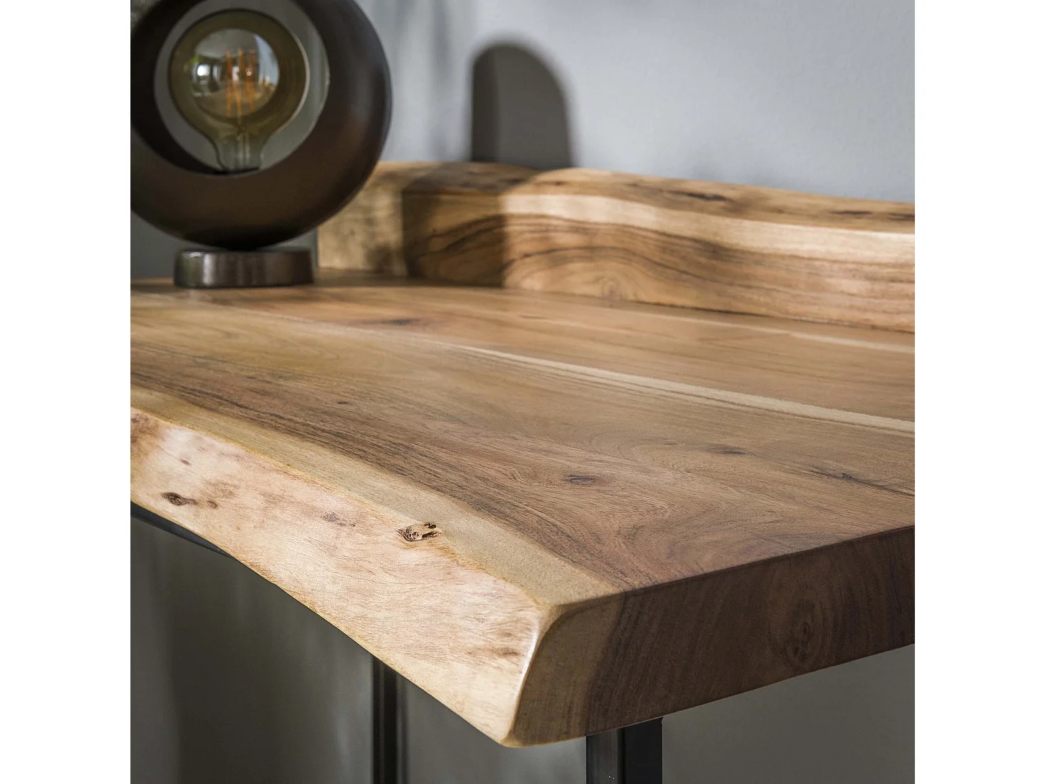 Bureau Live Edge - 110x60x76 - Hout - Metaal Onderstel - Bruin