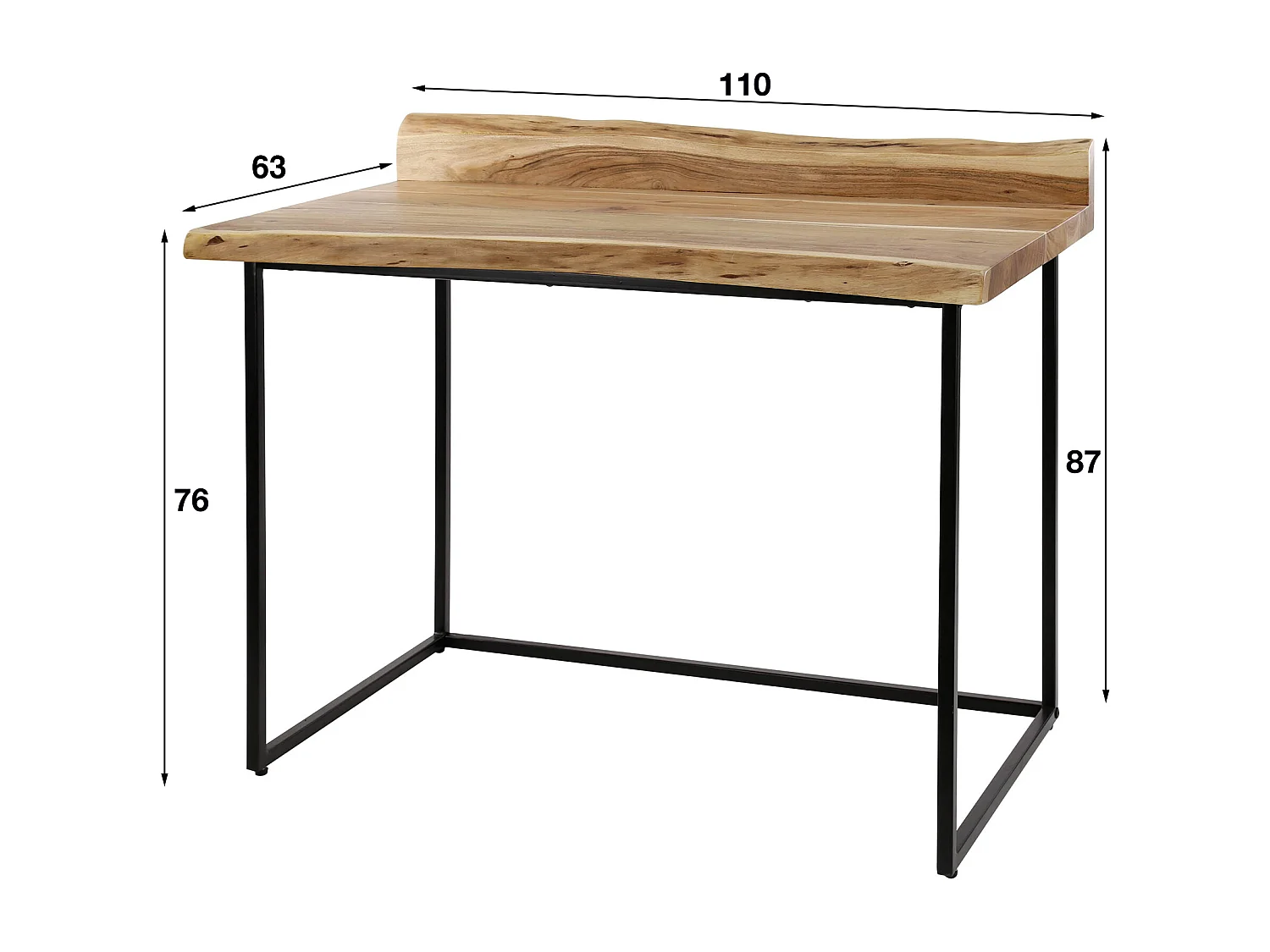 Bureau Live Edge - 110x60x76 - Hout - Metaal Onderstel - Bruin