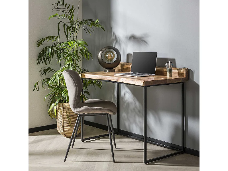 Bureau Live Edge - 110x60x76 - Bois - Piètement métal - Marron