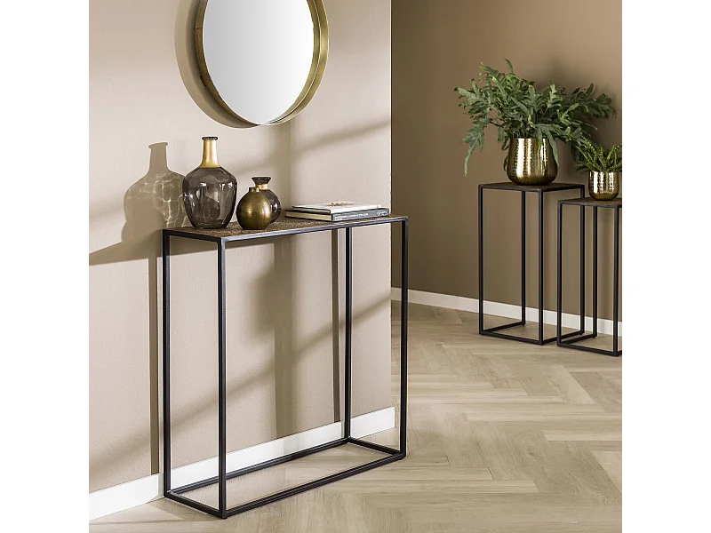 Table d'entrée en fer métallique - Bronze antique