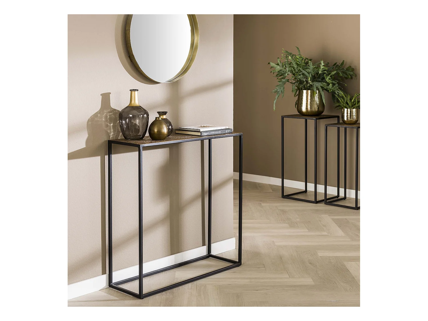 Table d'entrée en fer métallique - Bronze antique