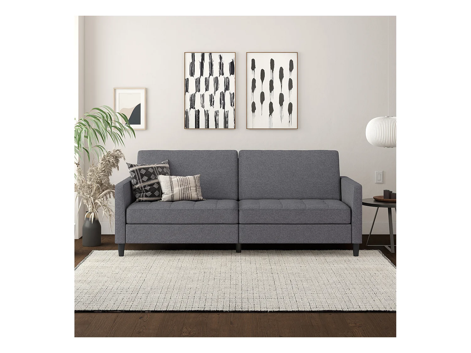 3-zits slaapbank in grijs stof