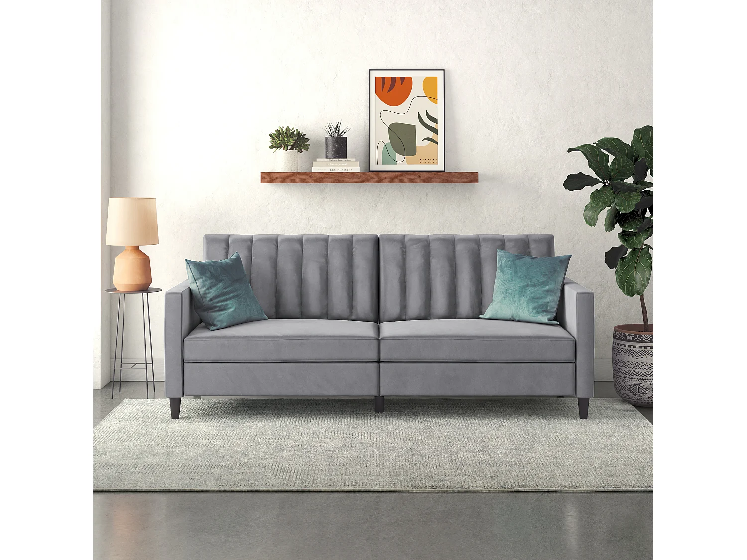 Celine | Canapé convertible 3 places en velours gris