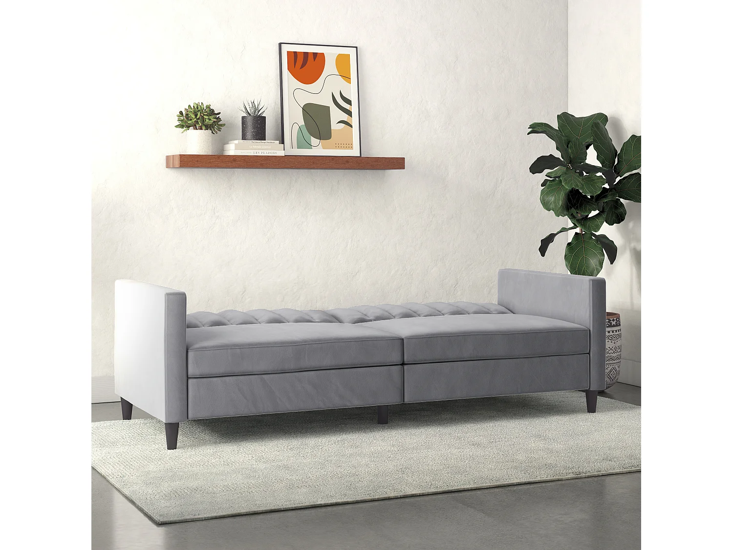 Celine | Canapé convertible 3 places en velours gris