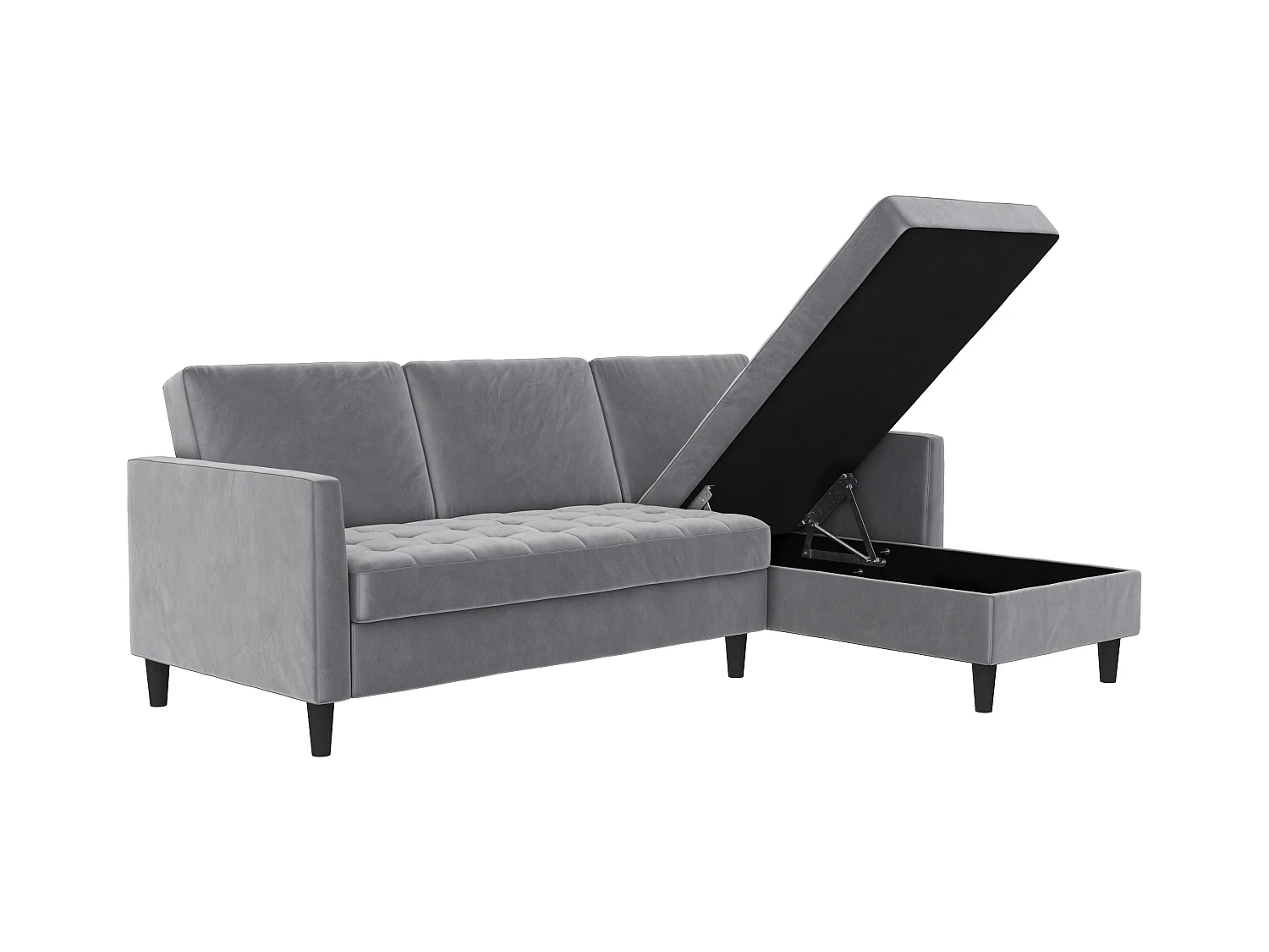 Presley | Canapé-lit 3 places avec méridienne en velours gris
