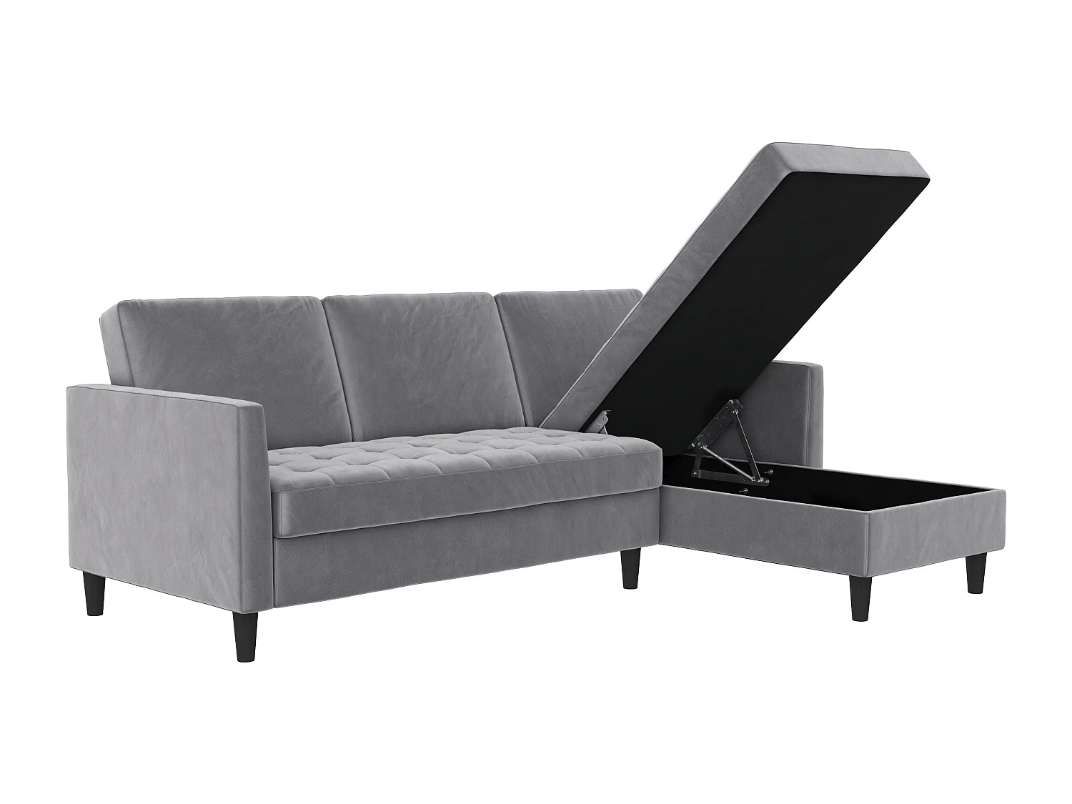 Presley | Canapé-lit 3 places avec méridienne en velours gris