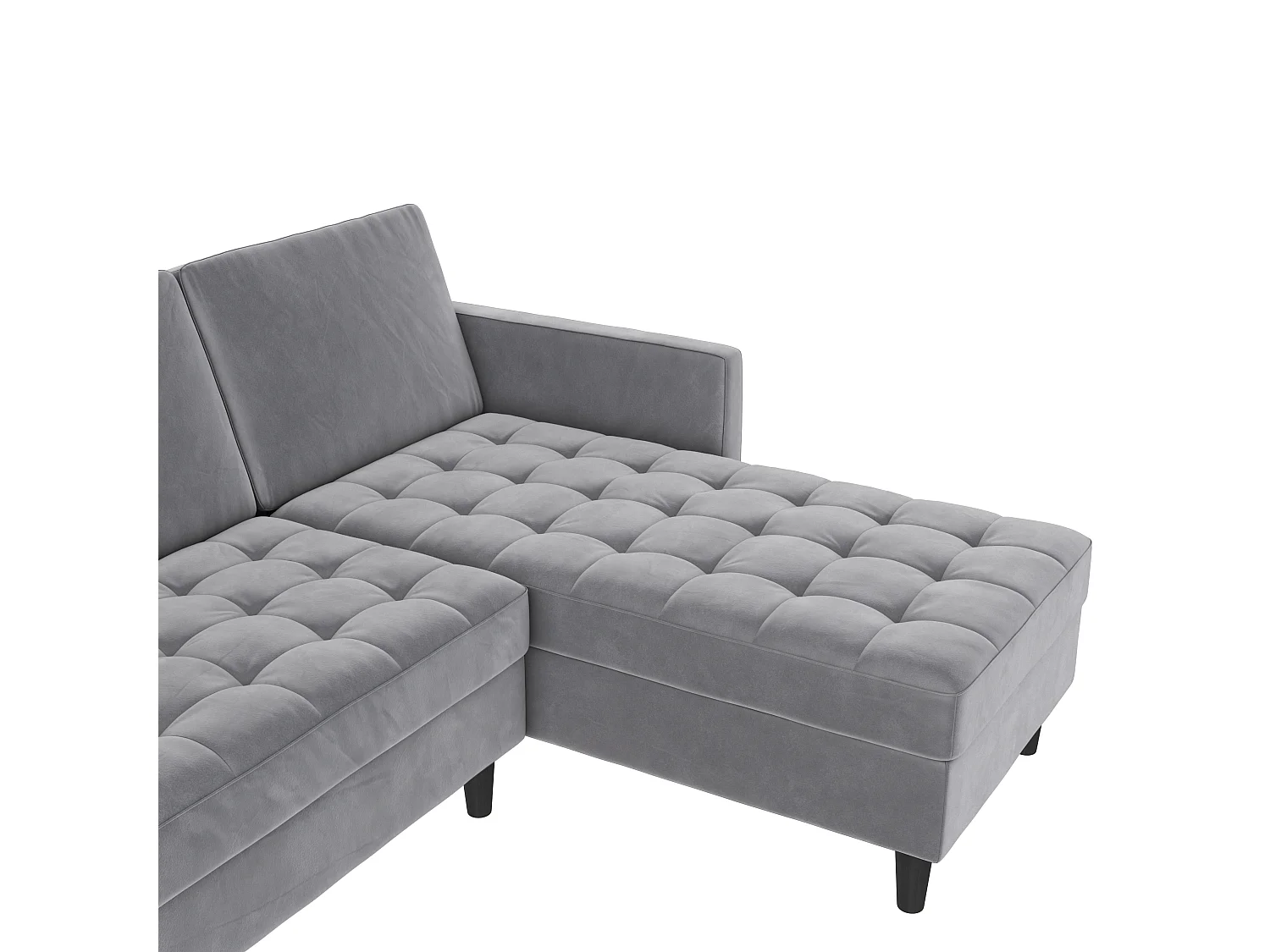 Presley | Canapé-lit 3 places avec méridienne en velours gris