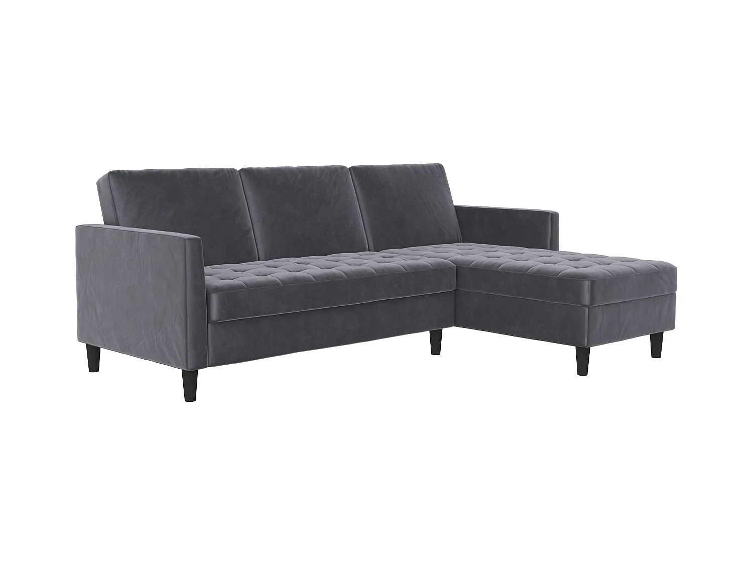 Presley | Canapé lit 3 places avec méridienne en velours anthracite