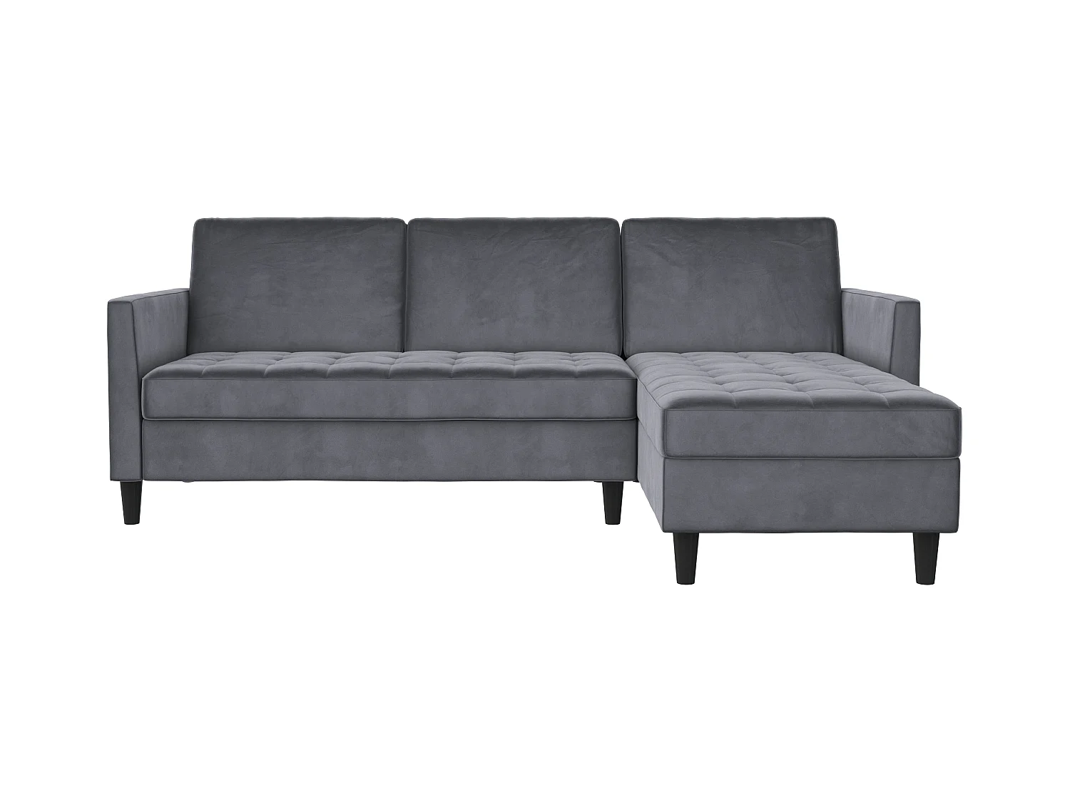 Presley | Canapé lit 3 places avec méridienne en velours anthracite