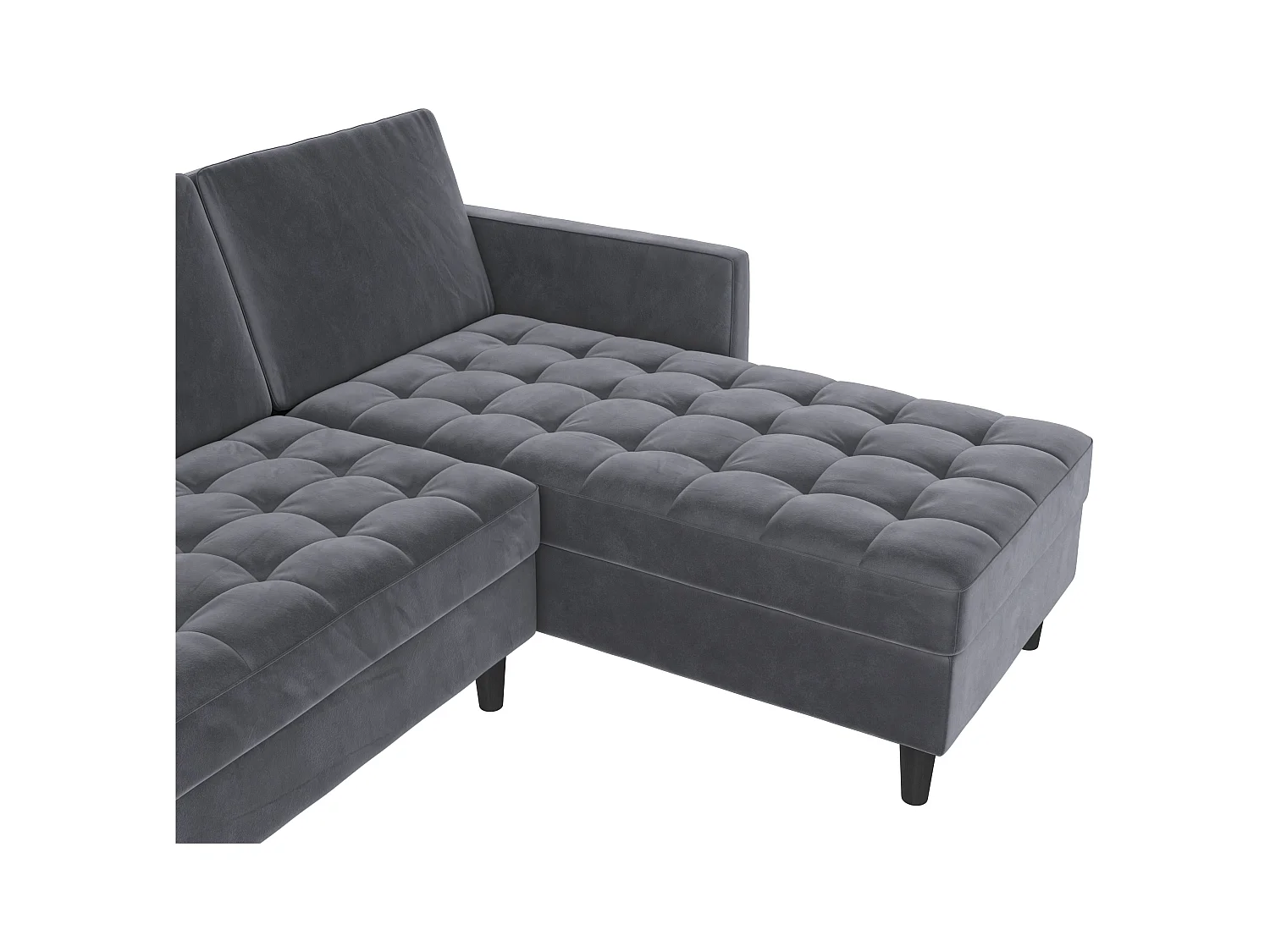 Presley | Canapé lit 3 places avec méridienne en velours anthracite