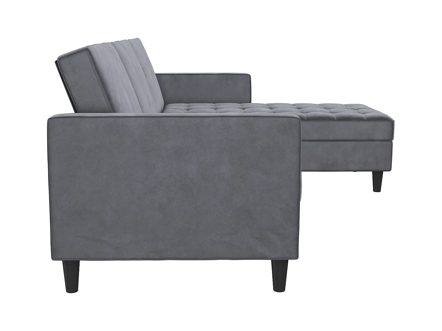 3-zits hoekslaapbank met opbergruimte in antraciet fluweel