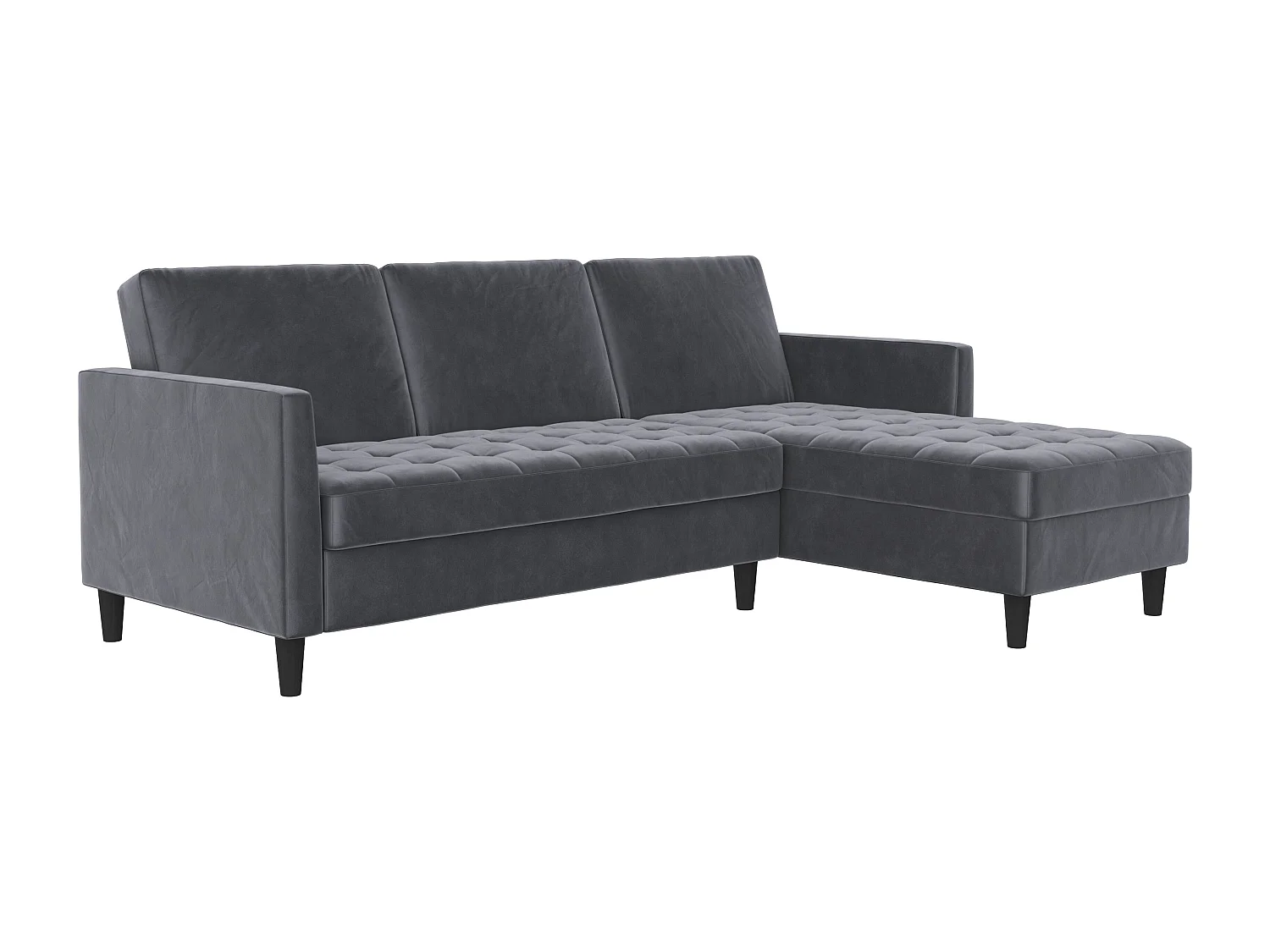 Presley | Canapé lit 3 places avec méridienne en velours anthracite