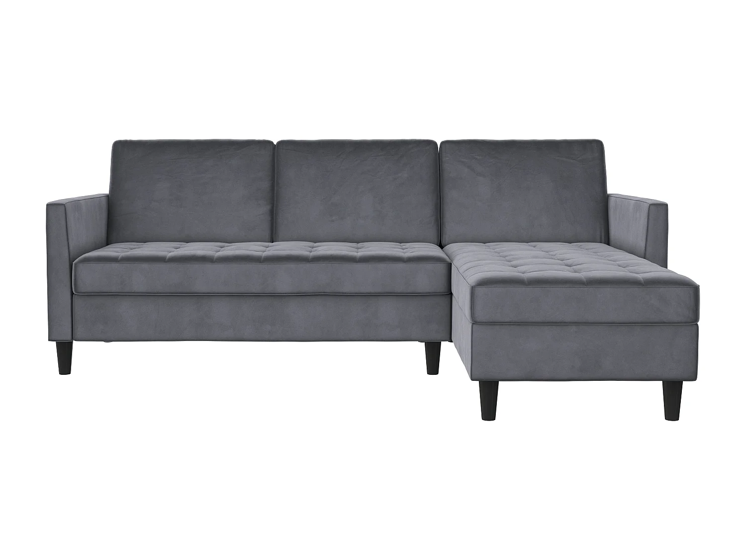 Presley | Canapé lit 3 places avec méridienne en velours anthracite