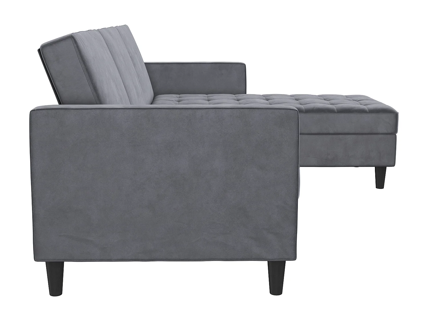 Presley | Canapé lit 3 places avec méridienne en velours anthracite