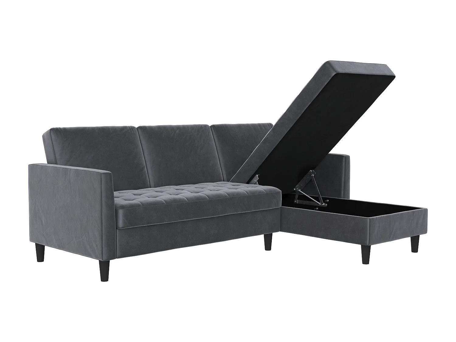 Presley | Canapé lit 3 places avec méridienne en velours anthracite