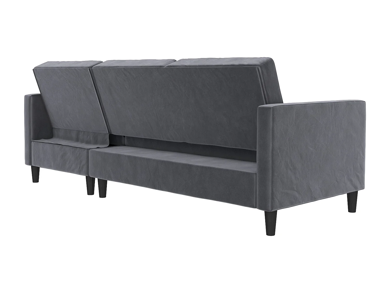 Presley | Canapé lit 3 places avec méridienne en velours anthracite