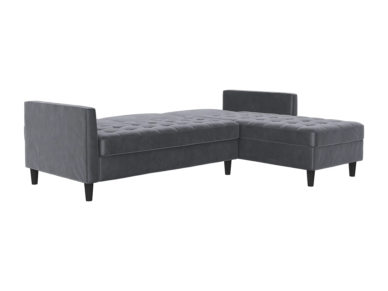 Presley | Canapé lit 3 places avec méridienne en velours anthracite